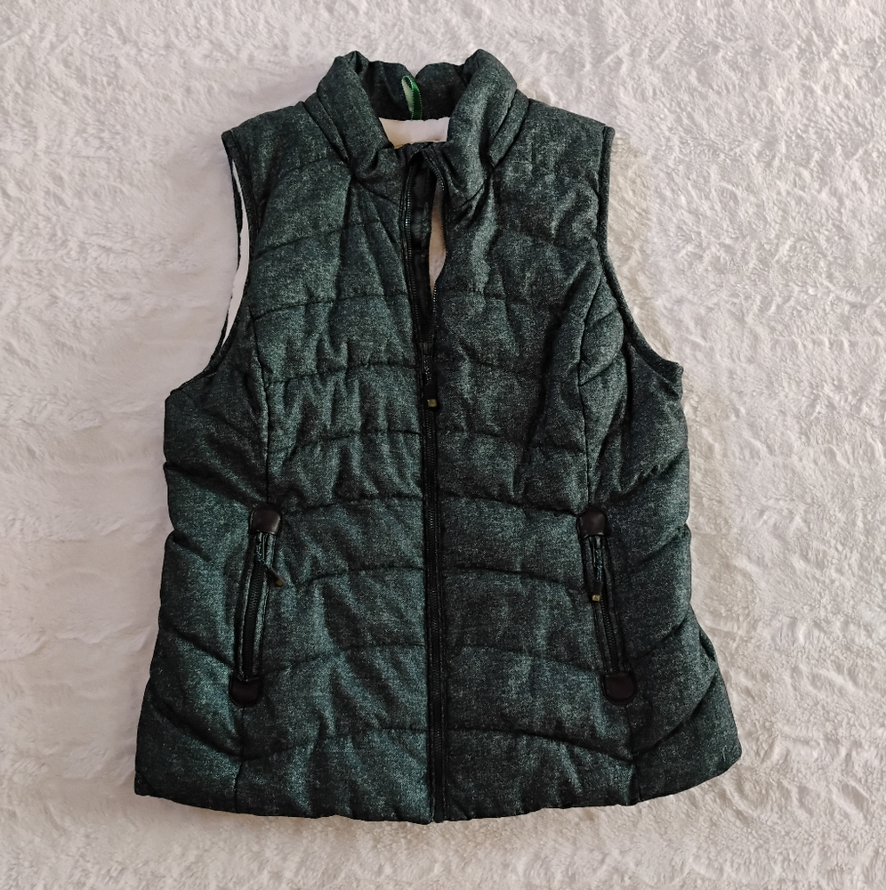 Green Tea Faux Fur Forest Green Puffer Vest